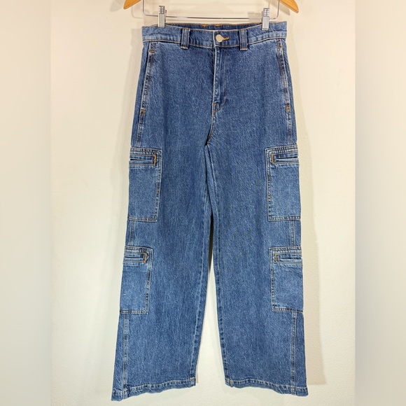HUDSON Women’s High Rise Cargo Wide Leg Denim Jeans Blue 27 NWT - Picture 6 of 16